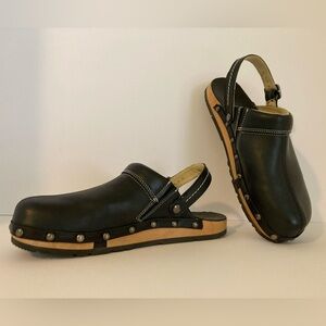 Kalso Black Leather Earth Shoe Clogs Size 9